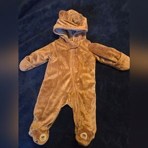 Cozy Brown Hooded Baby Onesie